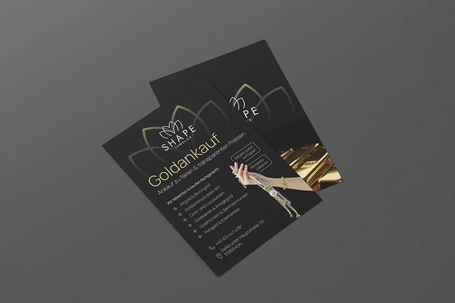 SHAPE Juwelier: Flyer Goldankauf
